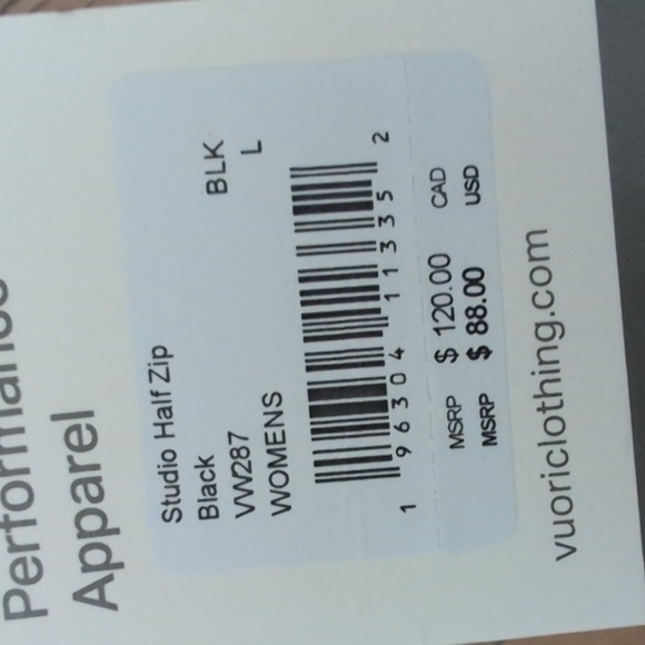 Vuori Black Studio Half Zip size L - Picture 5 of 5